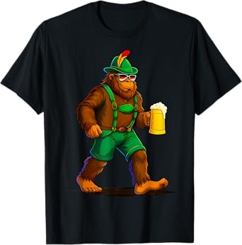 Oktoberfest Funny German Bigfoot Lederhosen Beer Men Costume T-Shirt