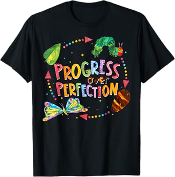 Progress Over Perfection Caterpillar Teacher Back To School T-Shirt