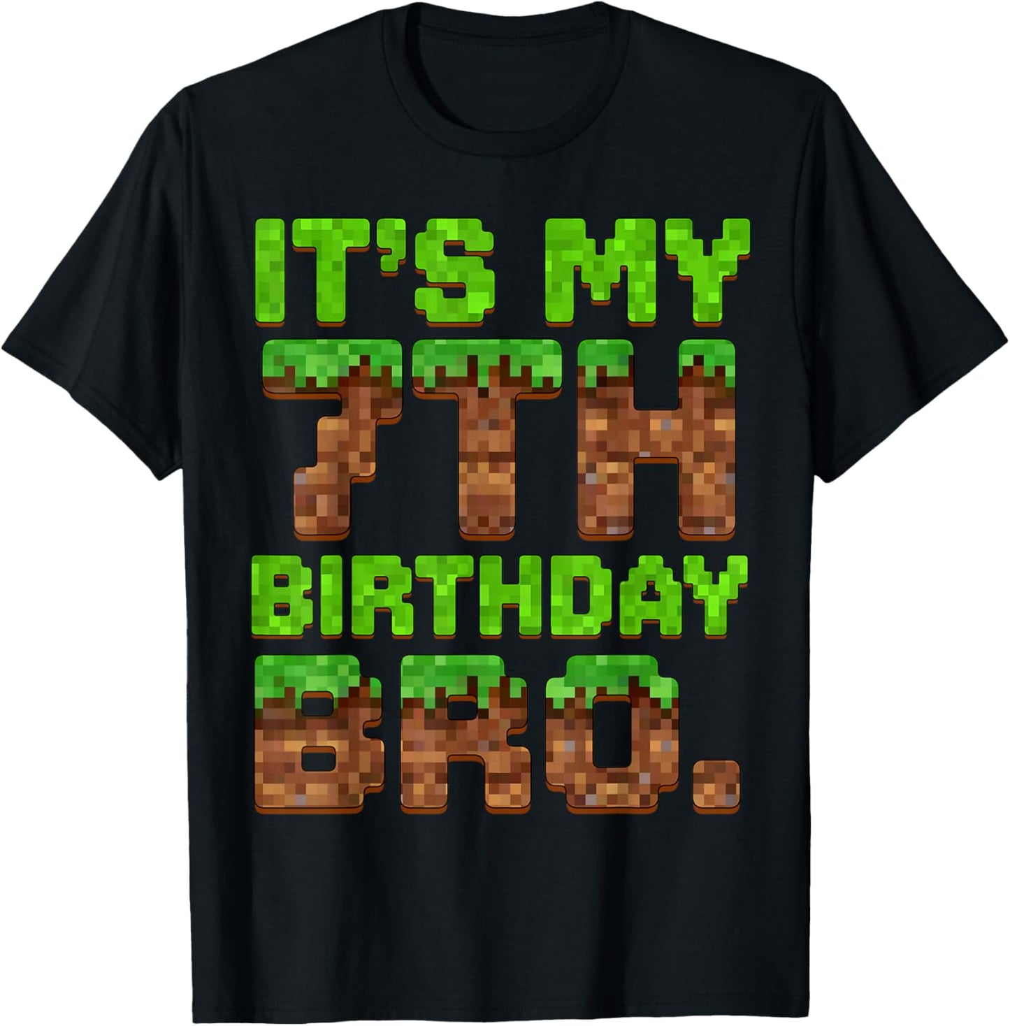 It's My 7th Birthday Bro Pixel Game Funny 7 Year Old Gamer T-Shirt