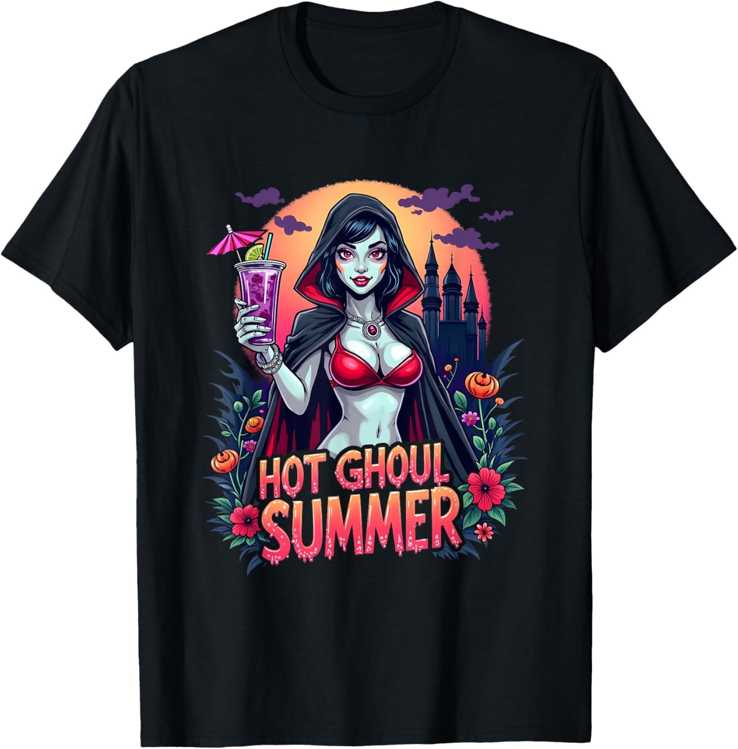 Funny Summer Hot Ghoul Summerween Vibes Ice Cream T-shirt