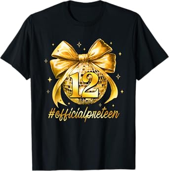 12 Year Old Golden Bow Official Pre-Teen 12th Birthday T-Shirt