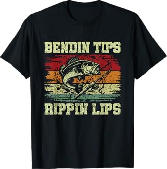 Bendin Tips Rippin Lips Bass Fishing Fisherman Bass Fish T-Shirt