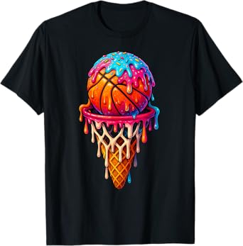 Basketball Ice Cream Drip for Boys Girls Youth Basketball T-Shirt