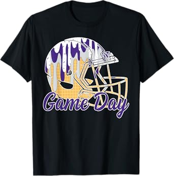 Football Drip Game Day Sports Football Mom Go Cheer Purple T-Shirt