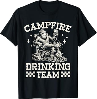 Campfire Drinking Team Bigfoot Beer Funny Camping T-Shirt