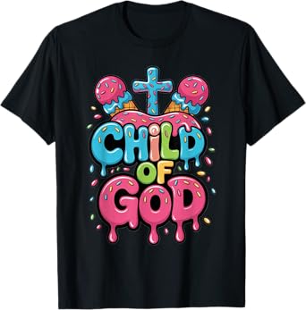 Child of God Ice Cream Christian Drip Kids Jesus Youth Boys T-Shirt