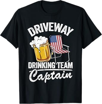 Beer Driveway Drinker US Flag Driveway Drinking Team Captain T-Shirt