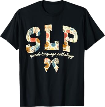 Women Speech Language Pathology SLP Coquette Flower Bow T-Shirt