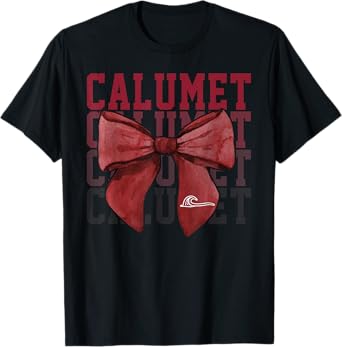 Calumet College Crimson Wave Bow Vintage Athletics Girls T-Shirt