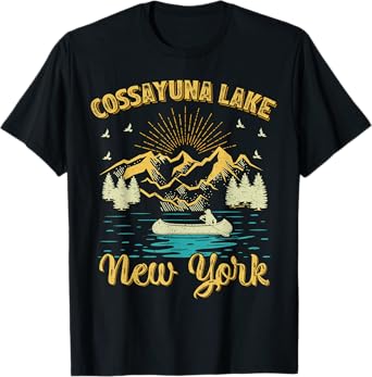 Summer Vacation Retro Mountain New York Cossayuna Lake Men Women Kids T-Shirt