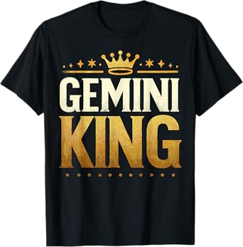 Gemini Birthday King Graphic Novelty May, June Born Men's T-Shirt
