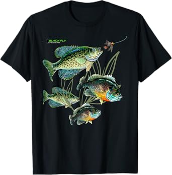 Crappie Bluegill Fishing Shirts Hoodies Black Fly T-Shirt