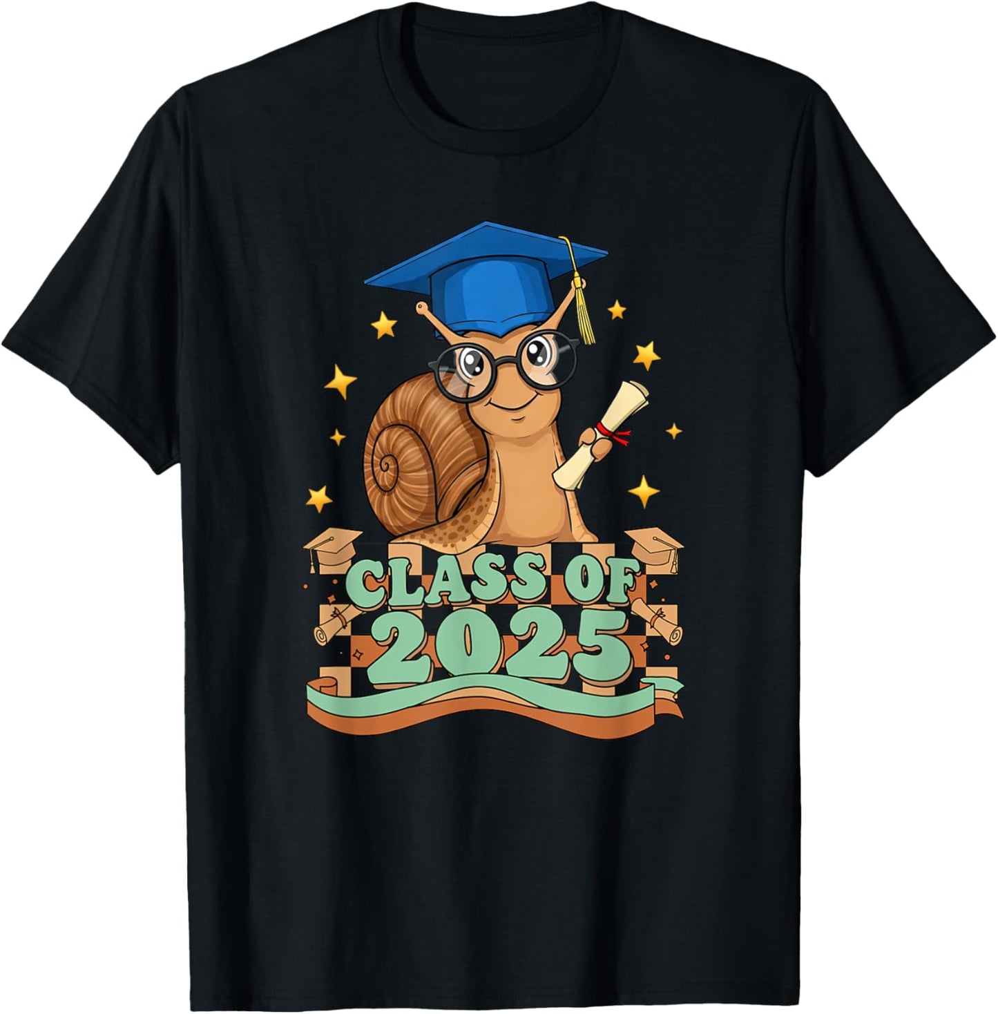 Graduate Snail Class Of 2025 Kids Mens Womens Graduation T-Shirt