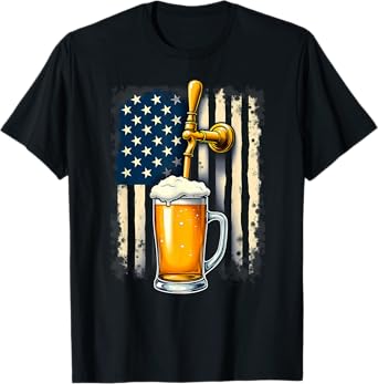 US Flag Craft Brewery Pouring Beer T-Shirt