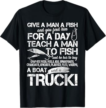 Funny Fishing Teach A Man To Fish T-Shirt T-Shirt