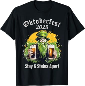 Oktoberfest 2025 6 Stein Apart Beer October Funny Drinking T-Shirt