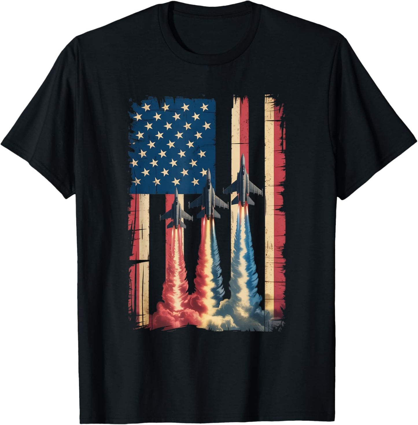 Fife Life 4th Of July Vintage Flag Jets Patriotic T-shirt