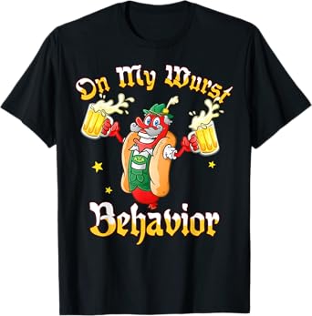 On My Wurst Behavior Funny Bratwurst Beer German Oktoberfest T-Shirt