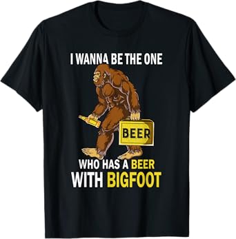 Beer With Bigfoot Idea Gift Sasquatch Man's T-shirt T-Shirt