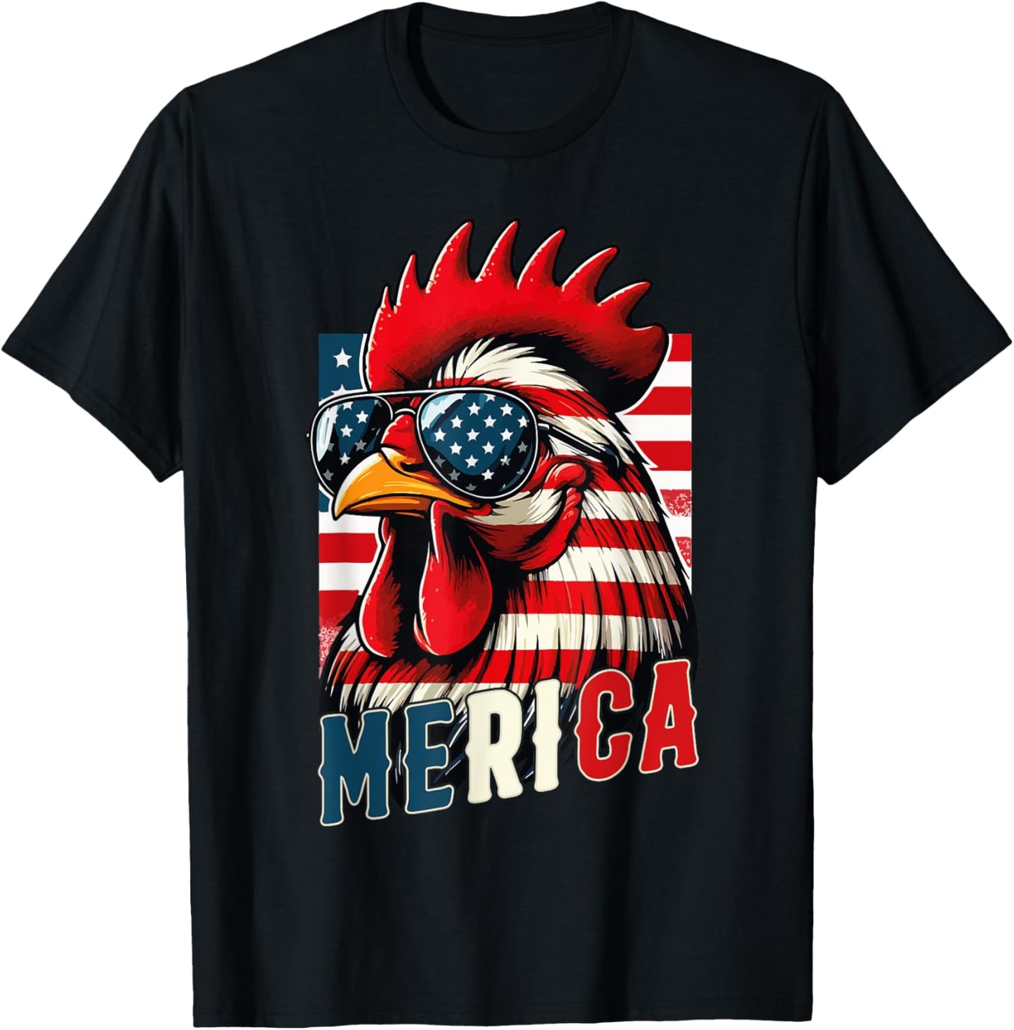 Patriotic Chicken Merica USA Flag Chicken Lover 4th of July T-Shirt