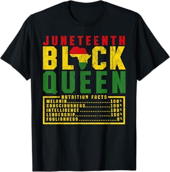 Juneteenth Women's Black Queen Diet Melanin Black Pride T-Shirt