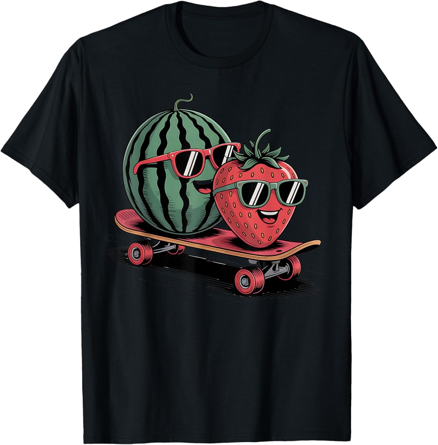 Sunglasses Watermelon Skateboar Strawberry Toddler Fruit Boy T-Shirt