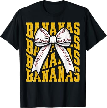 Retro Bananas Last Name Coquette Bow Women Girls Kids T-Shirt