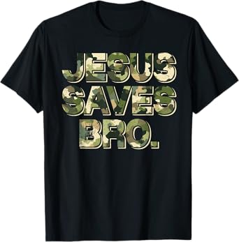 Vintage Camo Jesus Saves Bro T Shirt Christian Religion T-Shirt