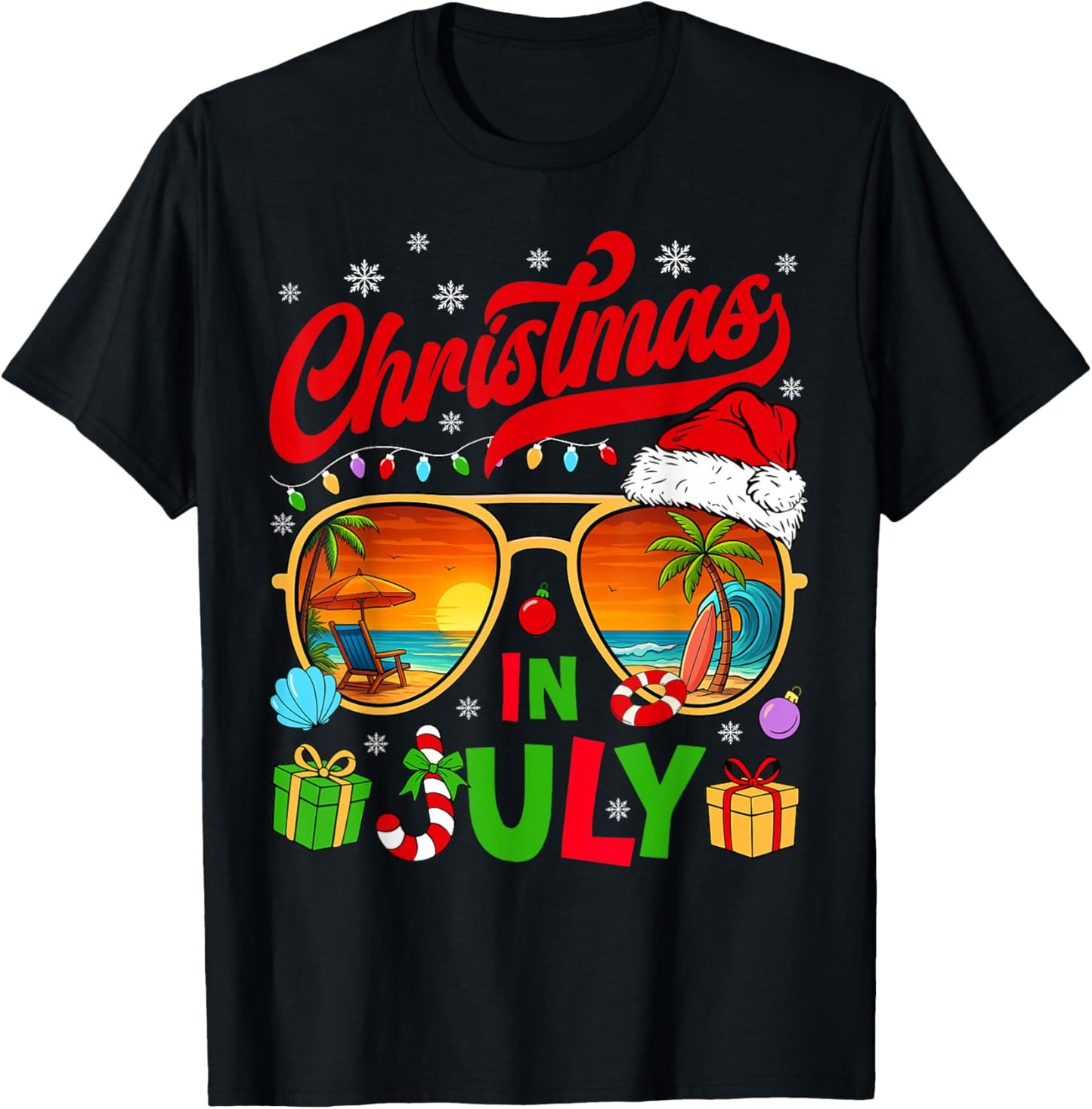 Santa Claus Sunglasses Beach Christmas In July Men Women Kid T-shirt