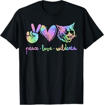 Wildcat Mascot Back to School Peace Love Wildcats Women Kids T-Shirt