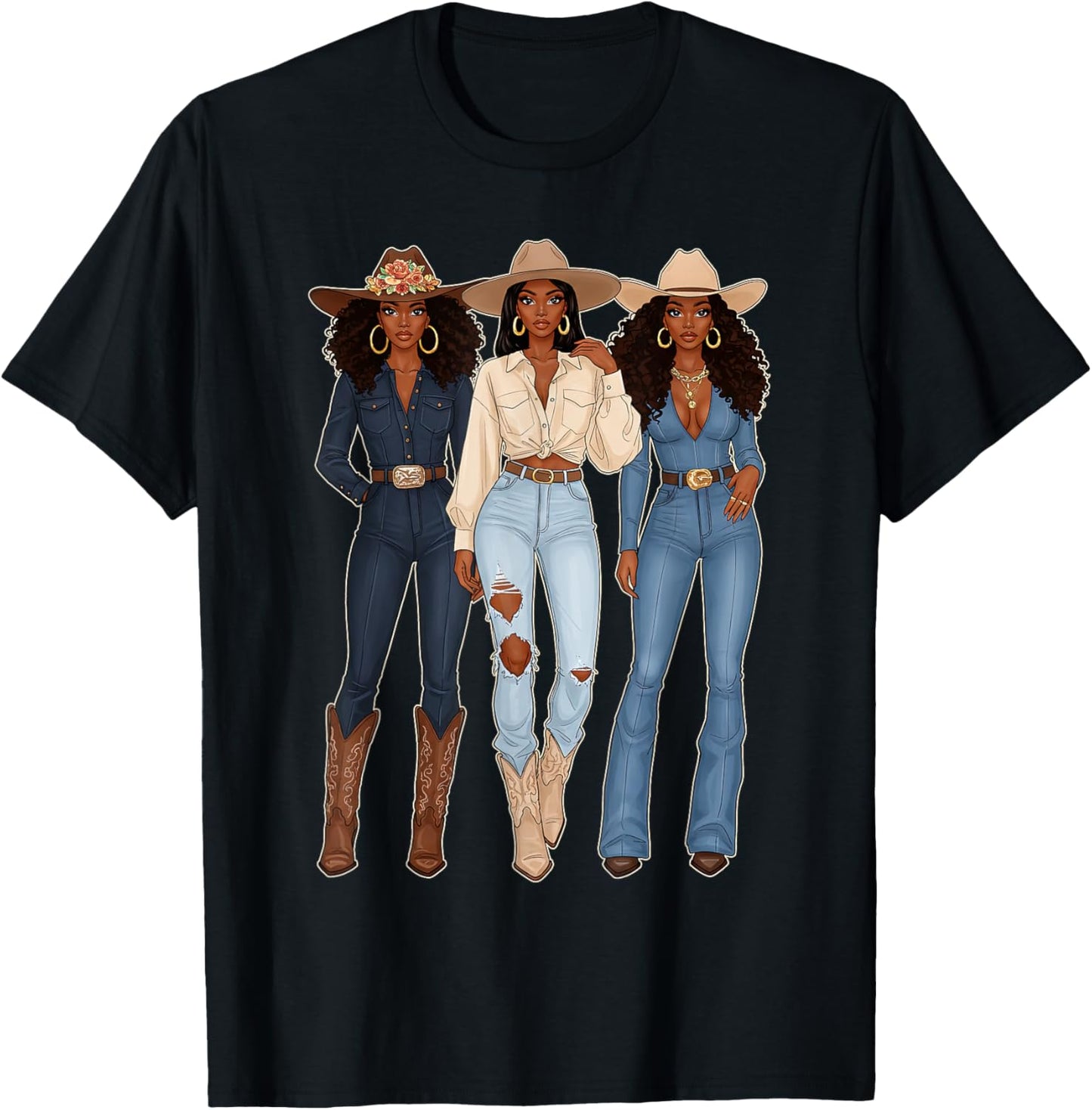 Black Cowgirl Western Rodeo Melanin T-Shirt