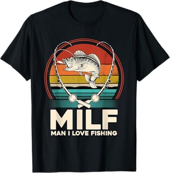 MILF Man I Love Fishing Funny Fisherman Reel Vintage Style T-Shirt