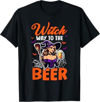 Way to The Beer Halloween Witch Funny Costume Drinker Family T-Shirt