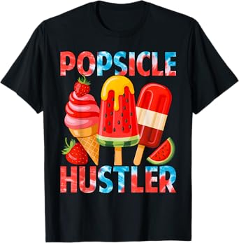 Funny Ice Cream Retro 80s Summer Popsicle Hustler Girls T-Shirt
