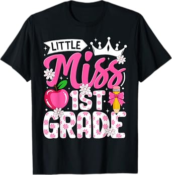 Cute Back To School 1st Grade Girls Kids First Day Of School T-Shirt
