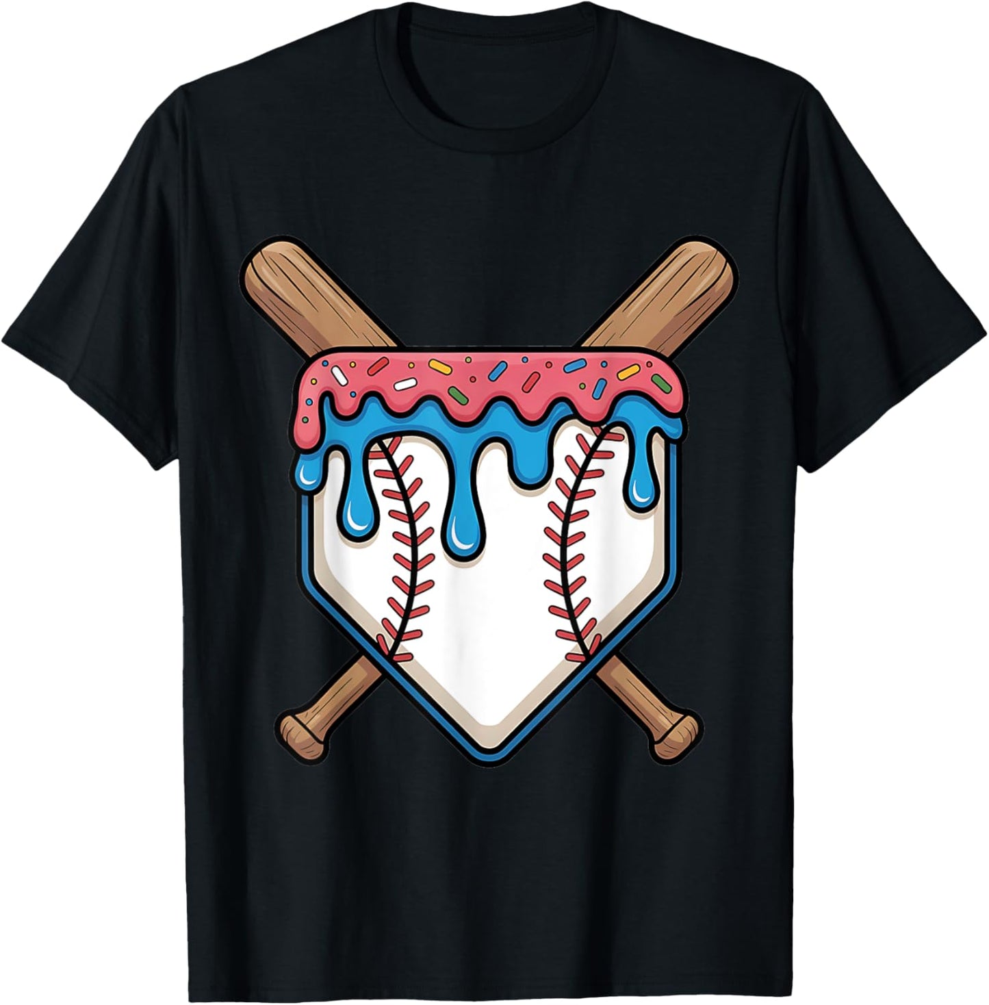 Baseball Boys Ice Cream Drip Baseball T-Shirt