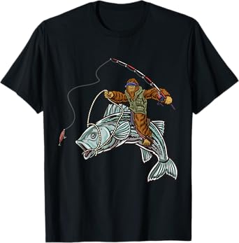 Striper Fishing Bigfoot Striped Bass Fishermen T-Shirt
