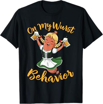 On My Wurst Behavior Funny Bratwurst German Oktoberfest T-Shirt