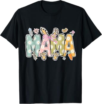 Easter Mama Bunny Coquette Bow Mama Easter Bunny Mom Women's T-Shirt