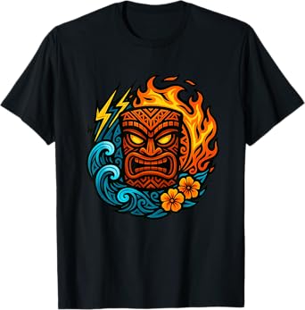 Tiki Mask Guardian Energy – Polynesian Tattoo Hawaiian T-Shirt