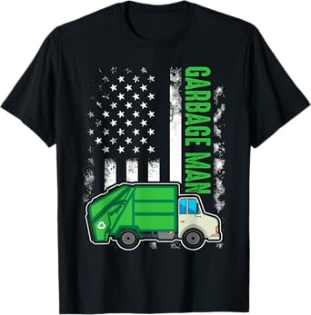 Garbage Man US Flag Garbage Truck T-Shirt