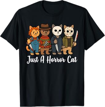 Funny Cat Horror Movies Just A Horror Cat Halloween T-Shirt