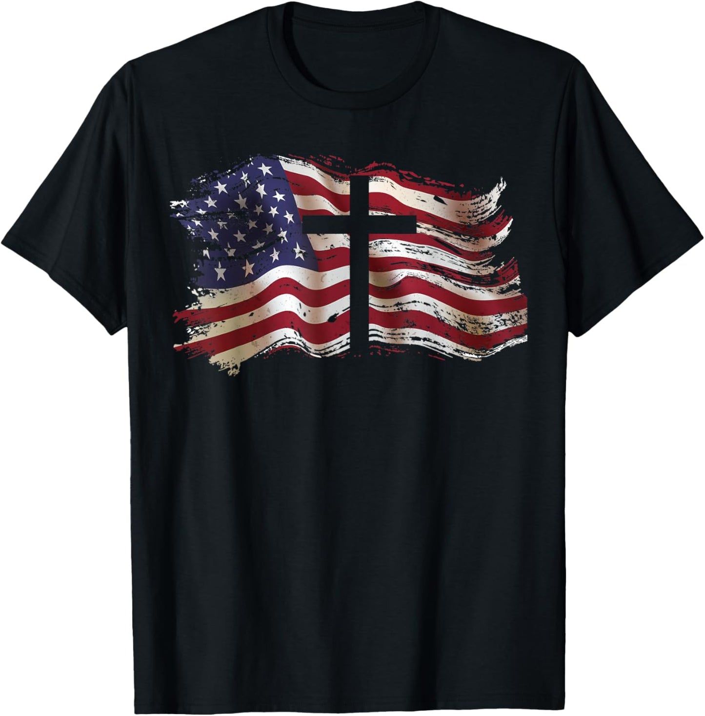 American Flag Cross for Patriotic USA Christians God Faith T-Shirt