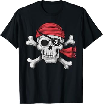 Pirate Skull Crossbones Halloween Costume Men Boy Kids T-Shirt