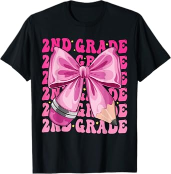 2nd Grade Girls Coquette Bow Back To School Second Grade T-Shirt