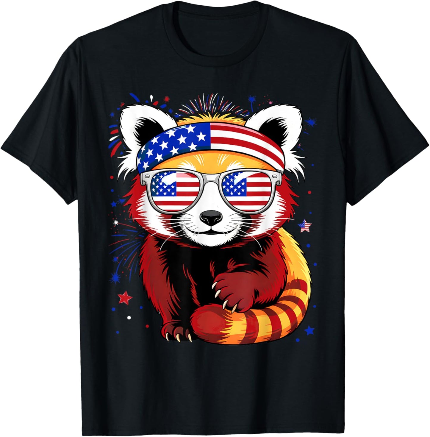 Funny July 4th - US Flag - USA Patriotic Red Panda T-Shirt