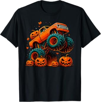 Monster Truck Halloween Jack O Lantern Pumpkin Men Boy Kid T-Shirt