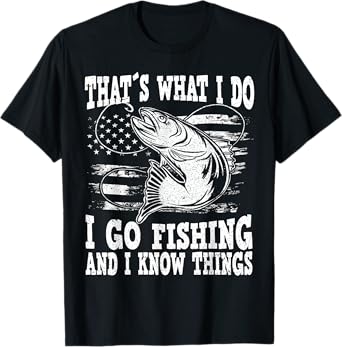 Funny Fishing saying and sarcastic Fisherman quote Thats what i do i go fishing, funny fishing T-Shirt, Men's Unisex Black Small Crew Neck Short Sleeve T-Shirt