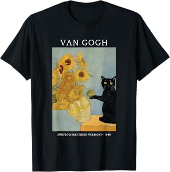 Funny Van Gogh Sunflowers Cat Meme Van Gogh Art Graphic Men Women Kids T-Shirt