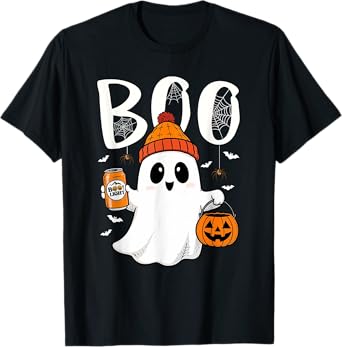 Boo Light Halloween Cute Ghost Wear Beanie Pumpkin Bucket T-Shirt